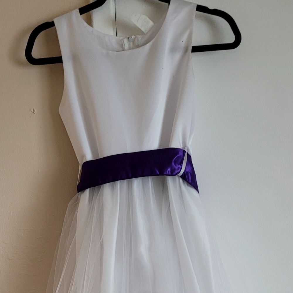 Formal girl  white and purple  dress